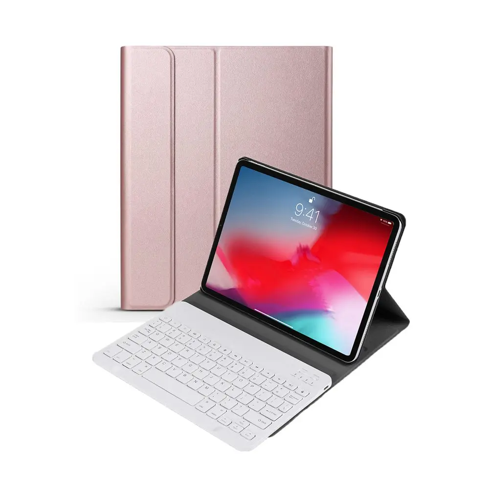 Rose Gold Для iPad Pro 11 A80 A2013 A1934 Съемная Беспроводная Bluetooth клавиатура+ тонкий Чехол-книжка Smart Stand из искусственной кожи чехол - Цвет: Rose Gold
