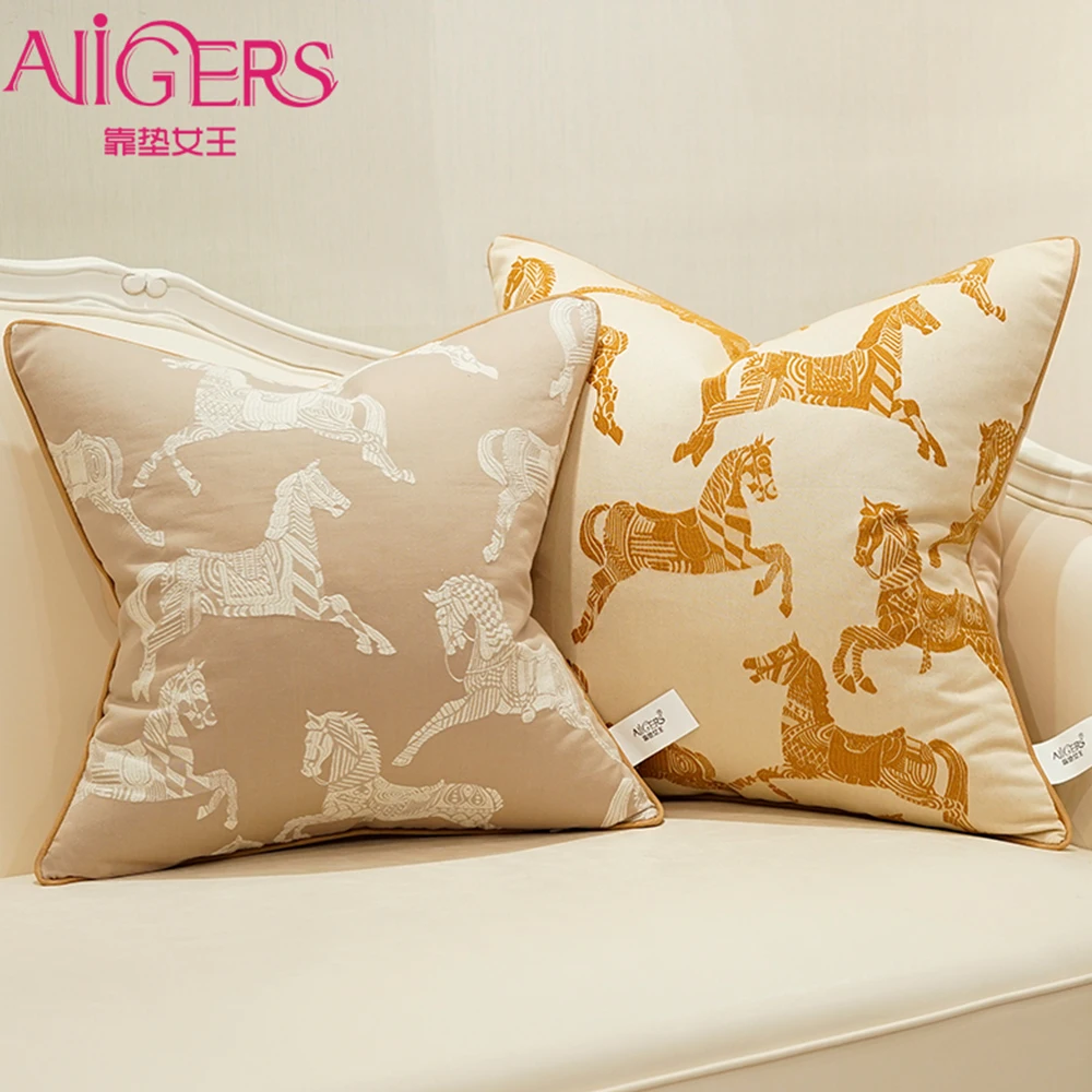 

Avigers Orange Mane Horse European Cushion Covers Square Decorative Throw Pillows Cushion Cases for Sofa Living Room Bedroom