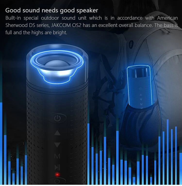 Jakcom Os2 открытый Bluetooth динамик водонепроницаемый 5200 мАч Внешний аккумулятор велосипедный портативный сабвуфер бас динамик с светодиодный светильник