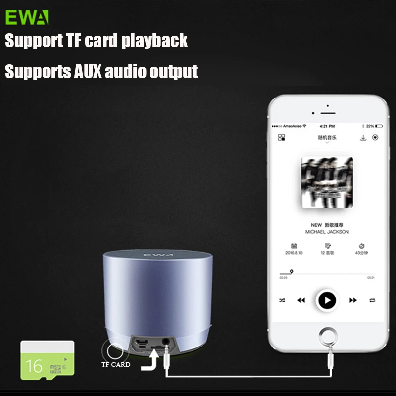 EWA A3 мини-колонки 3D стерео музыка объемный беспроводной Bluetooth колонки портативный Bluetooth Sonud бас Поддержка TF карты USB