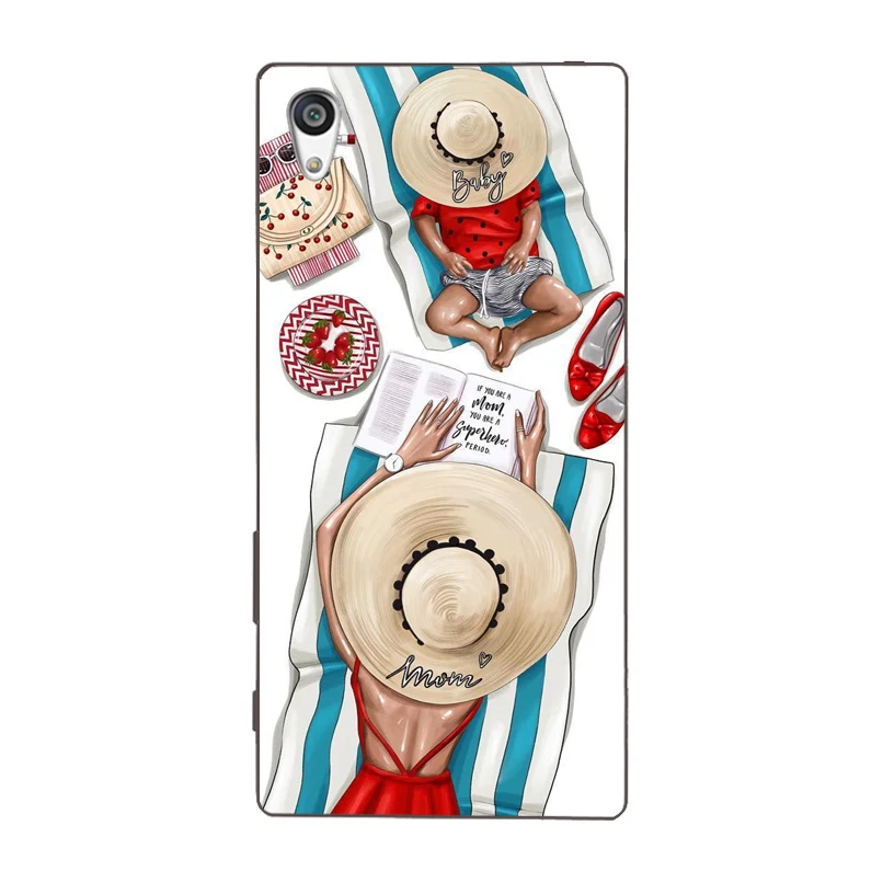 Brown Hair Baby super Mom Girl Super Dad TPU soft case Cover For Sony Xperia Z Z1 Z2 Z3 Z4 Z5 compact Premium shell Coque |