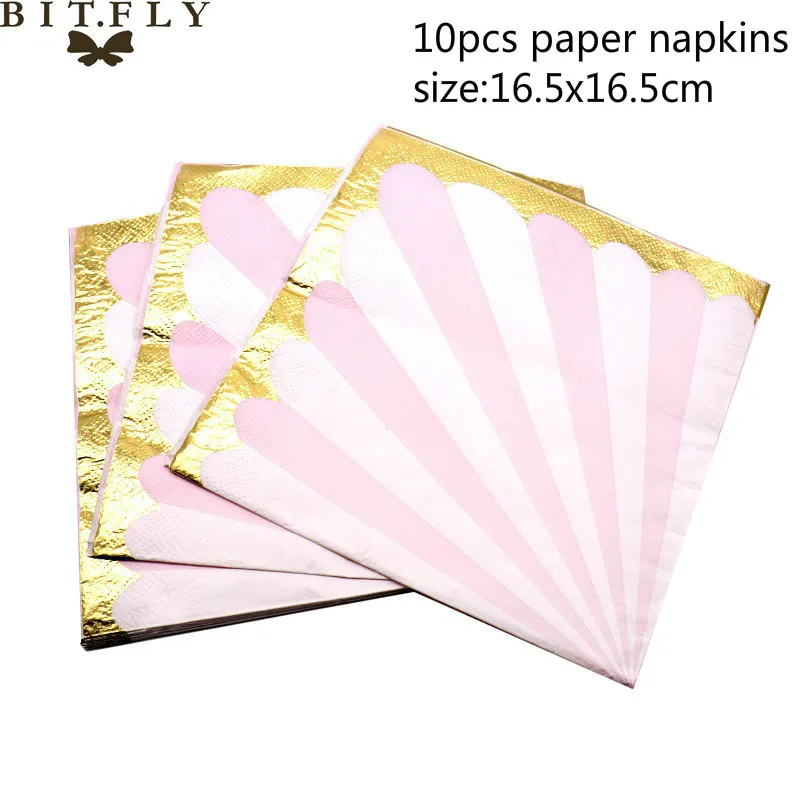 Paper Paper Napkin BIT.FLY, Золотая фольга, одноразовая посуда на день рождения, детская вечеринка, розовая/синяя бумажная тарелка, салфетки под чашки для мальчиков/девочек, украшения для вечеринки сделанные своими руками - Цвет: Paper Paper Napkin