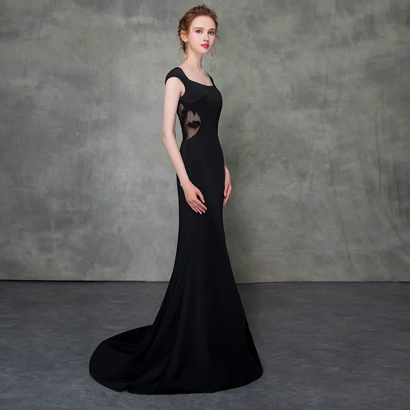Vestido Formatura черная Русалка выпускное платье es квадратный воротник vestido de festa