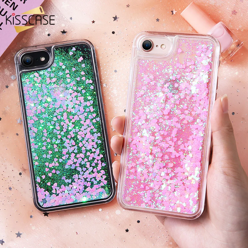 Kisscase зыбучие пески блеск Чехол для iphone 8 Plus жидкий песок чехол iPhone 7 6 S 5S 5 SE жесткий
