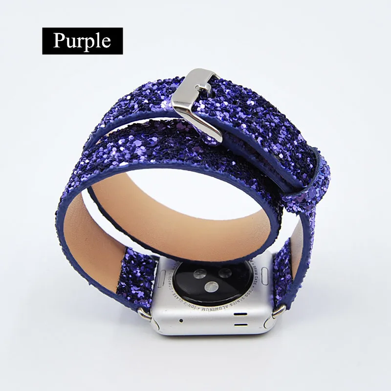 purple Ремешок для Apple Watch кожаный ремешок 44 мм 40 мм 42 золотые полосы 42 мм для iWatch 4 3 2 серии браслет для Apple Watch ремешок 38 мм - Цвет ремешка: purple