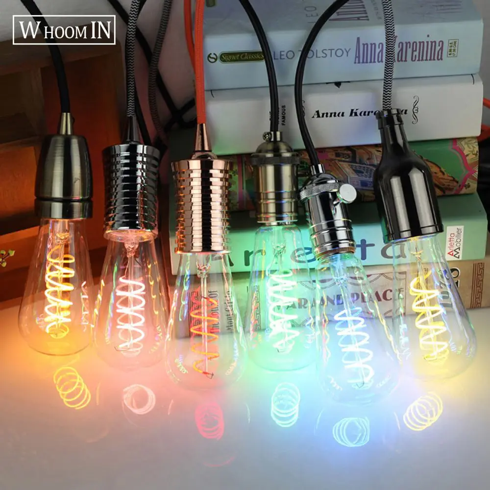 St64 Edison затемнения Светодиодная мягкие нити лампа синий зеленый розовый lemon