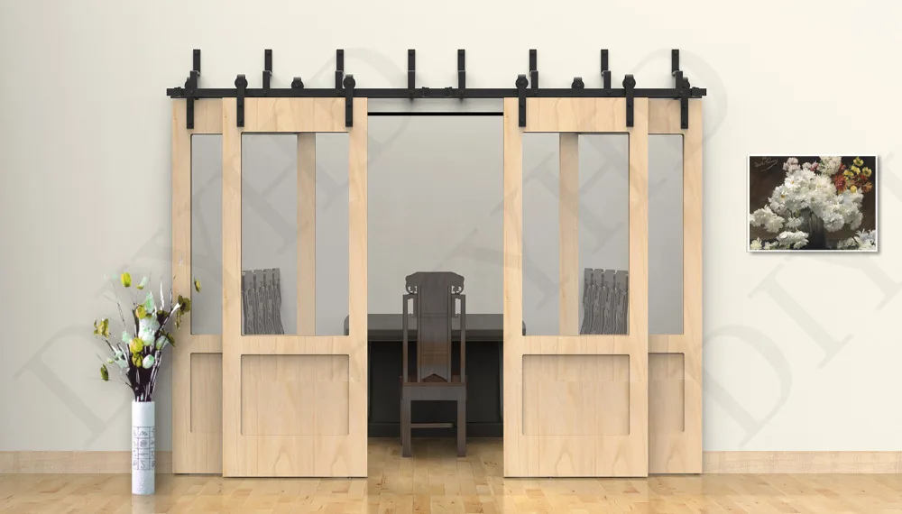 Обводная раздвижная деревянная дверь шкафа 10 футов черная фурнитура в