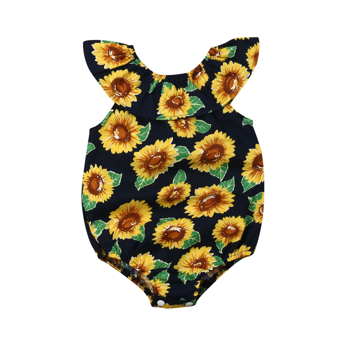 Комбинезон с подсолнухом наряд для новорожденных девочек комбинезон открытыми