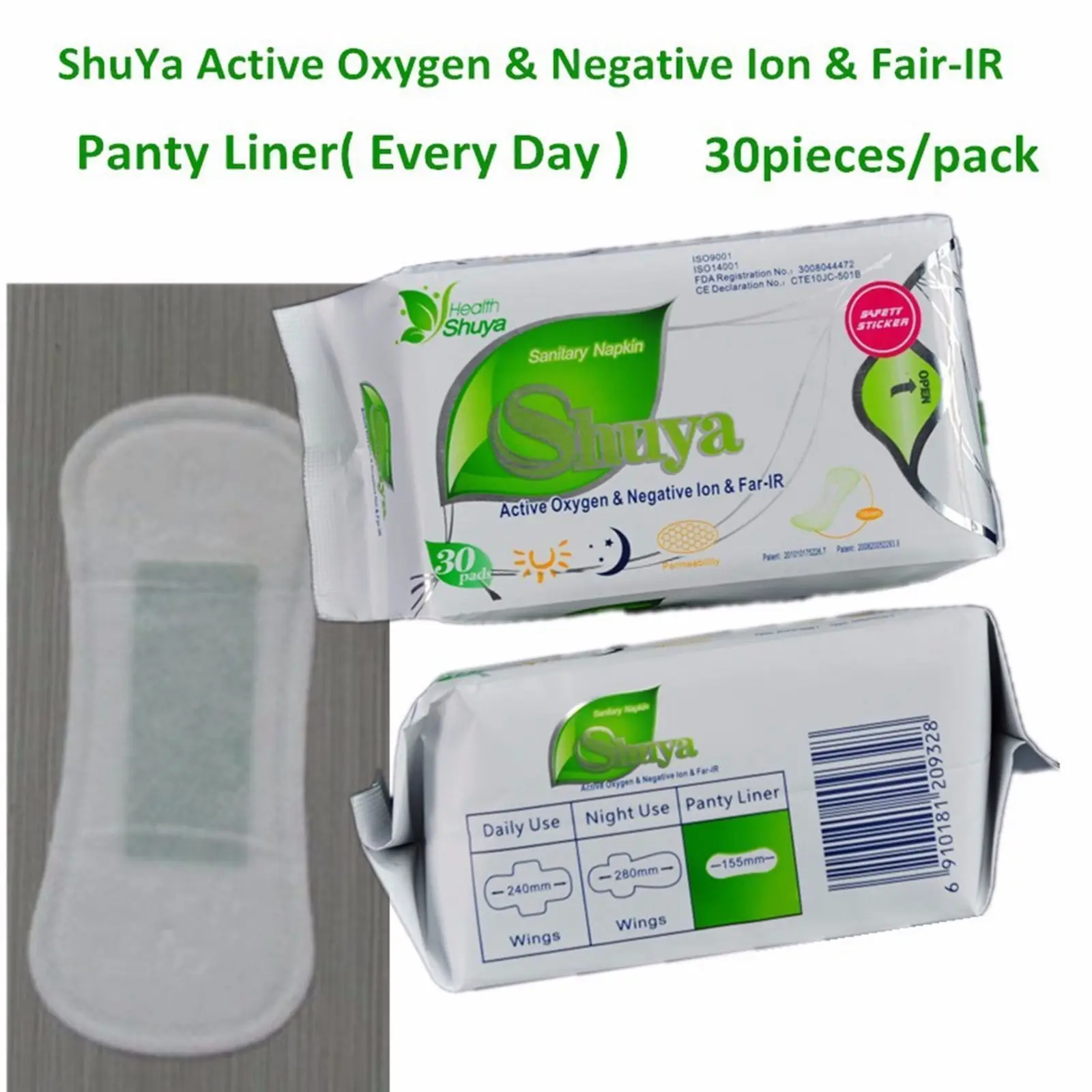 

1 Bag Organic Cotton Natural Panty Liners Anion Active oxygen 30 Liner(s)