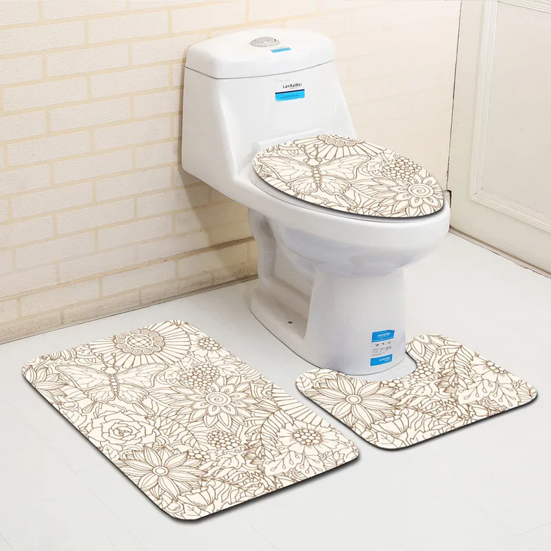 3 шт Серый горошек Banyo ванная комната ковер Туалет U тип коврик для ванной комплект Нескользящие Tapis Salle De Bain Alfombra Bano - Цвет: As Picture