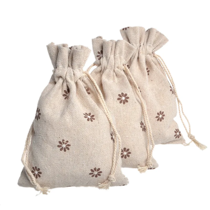 

10x14 Drawstring cotton sack gift jewelry bag cotton linen linen bag printing bag jewelry bracelet storage DrawString bag custom