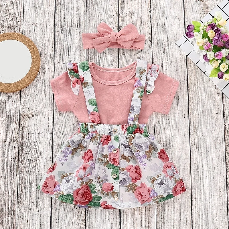 Костюм для новорожденных из 3 предметов хлопковый комбинезон с короткими