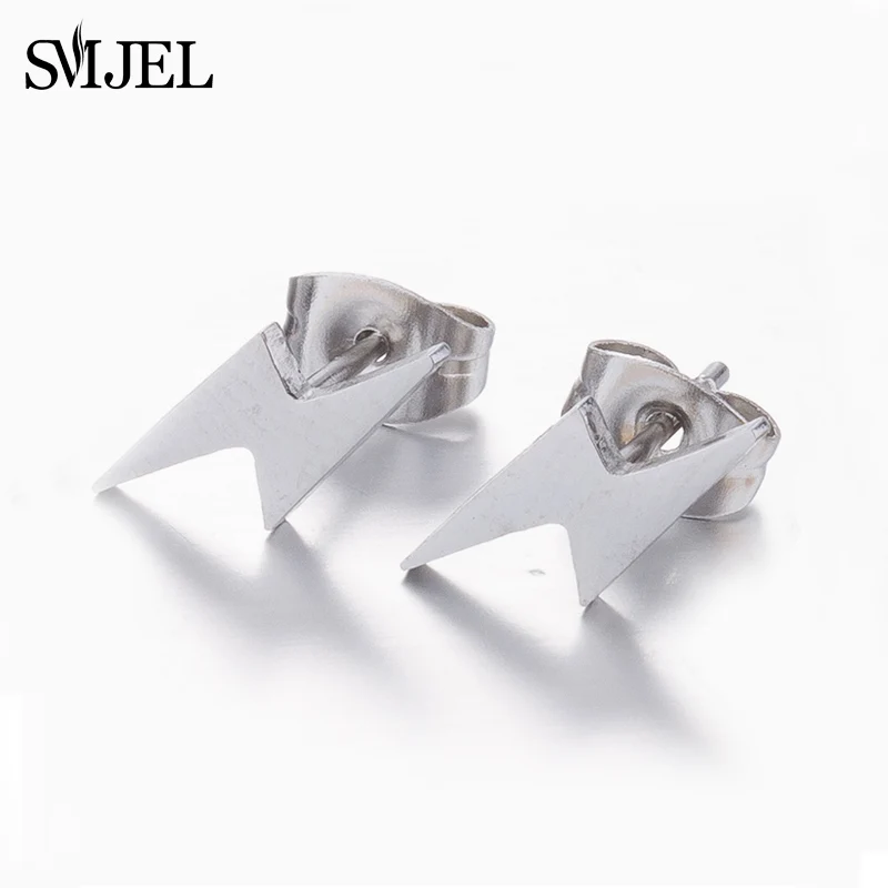 Silver Bolt Earrings SMJEL винтажные панковские грозовые серьги, мужские серьги, серебряные молнии, серьги-гвоздики для женщин и мужчин, нержавеющая сталь - Окраска металла: Silver Bolt Earrings