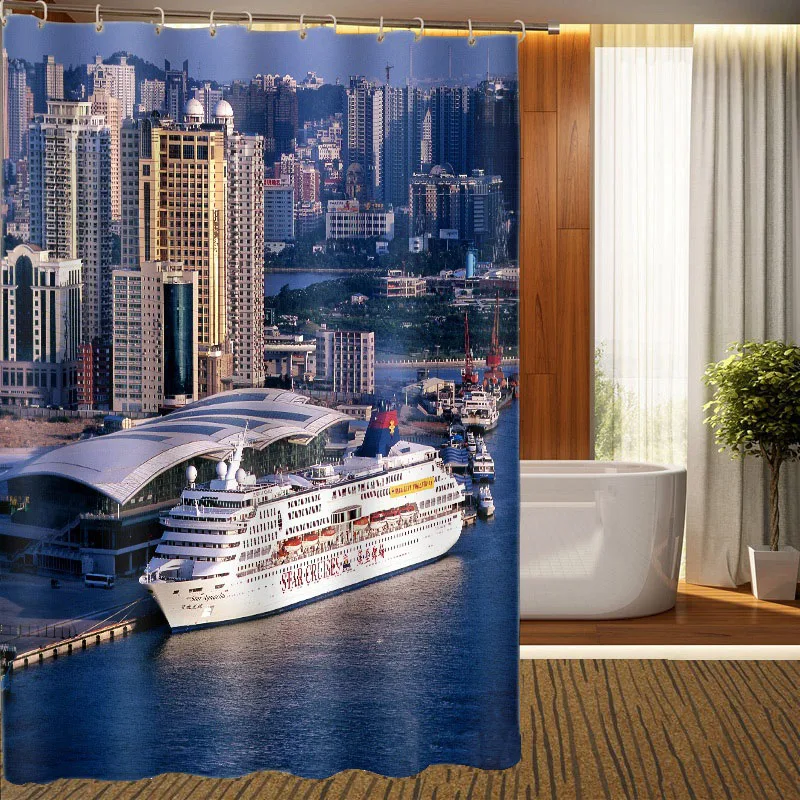 Водонепроницаемые шторы для душа с 3D принтом и крючками|shower curtain|ship shower curtainshower