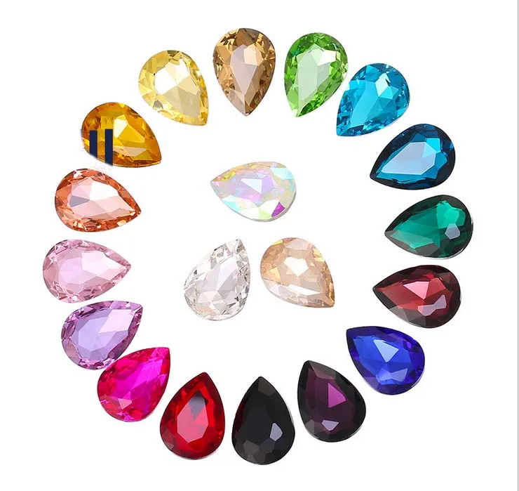 

Whole Sales 300PCS/120Pcs Mixed Colors Pointed Teardrops Fancy Glass Stones (Various Sizes)