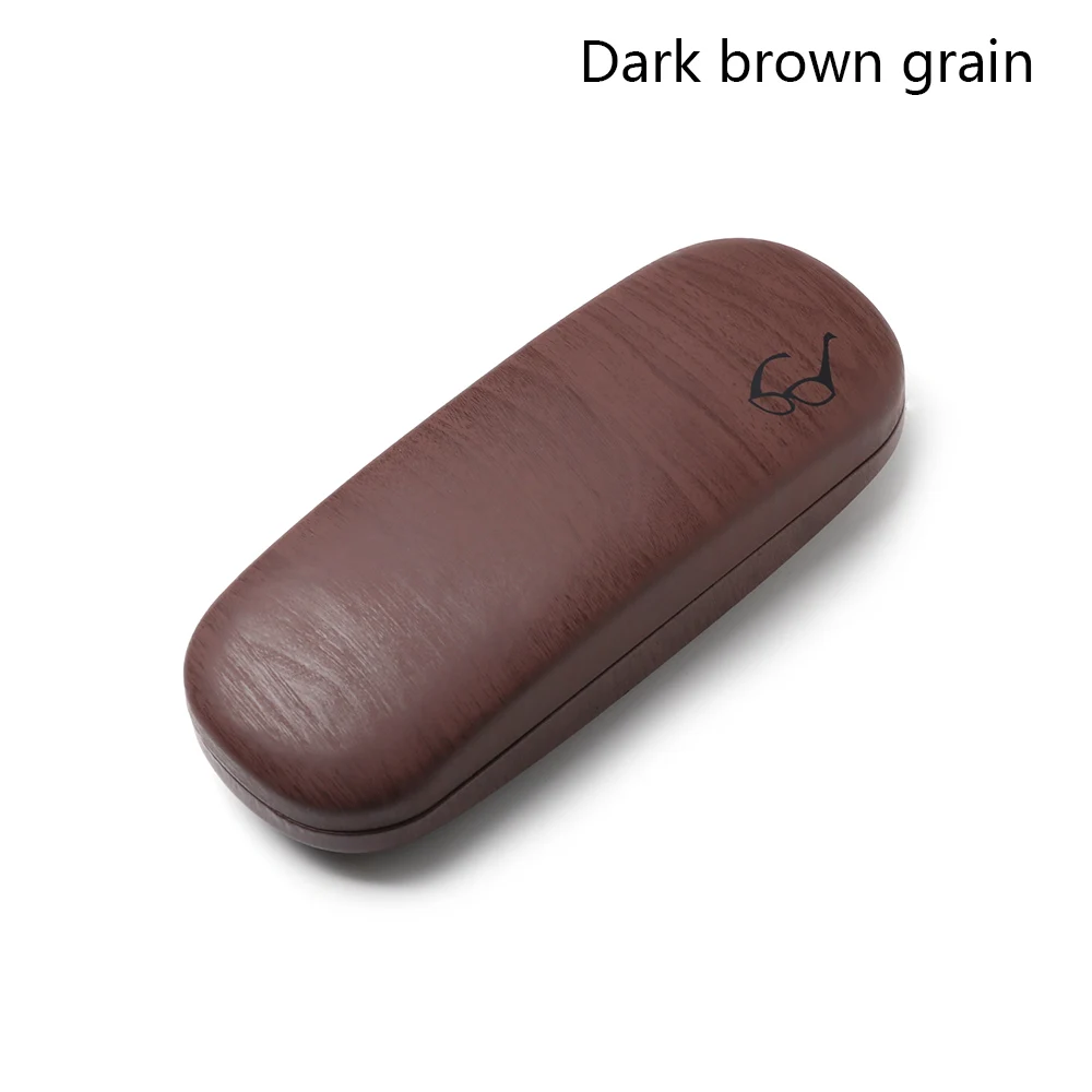 Dark brown grain 1 шт.,, модный деревянный Жесткий набор, держатель, Металлический Чехол для очков для чтения, для мужчин и женщин, кожзам, коробка для очков, аксессуары для очков - Цвет: Dark brown grain