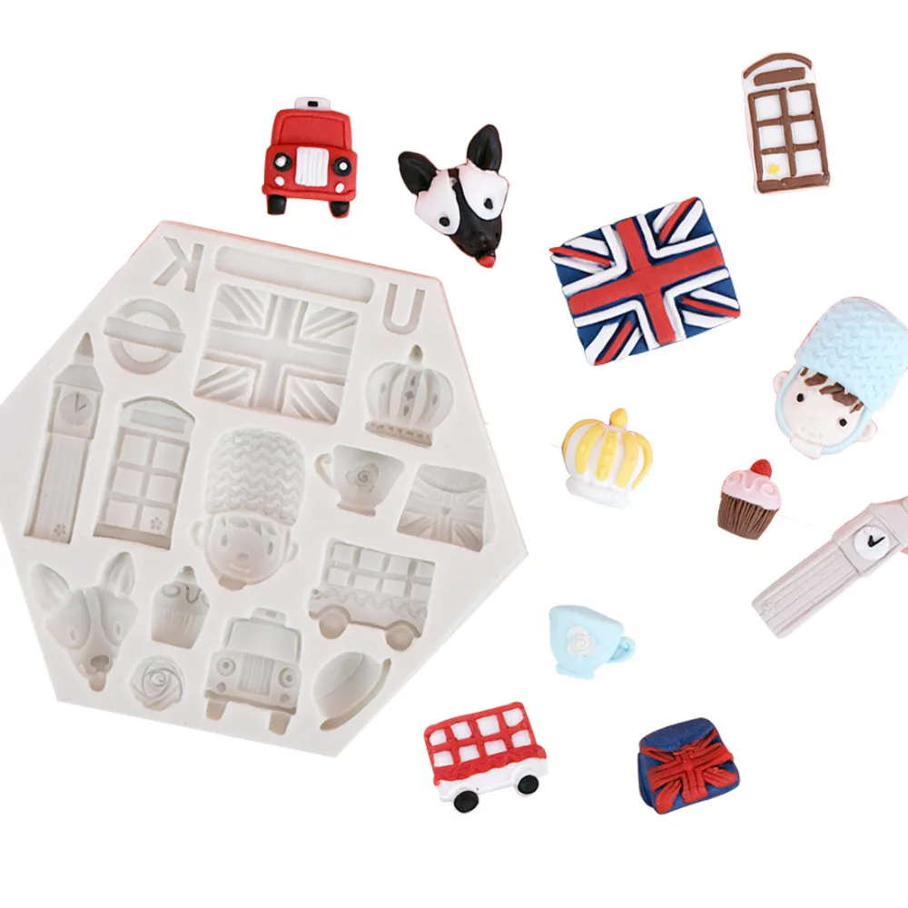 Luyou британский стиль флаг силиконовые формы Биг Бен для украшения торта Fondant Mold 3D
