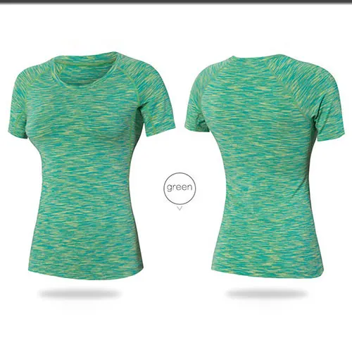 yoga t shirt green Быстросохнущий комплект для йоги из 3 предметов, облегающий сексуальный топ для тренировок, спортивный костюм, рубашка для бега, леггинсы, штаны, спортивный бюстгальтер, женский спортивный костюм - Цвет: yoga t shirt green