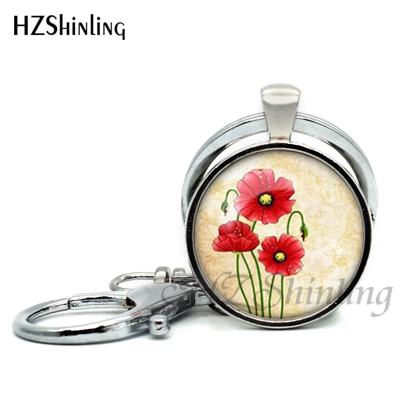 Новинка 2017 трендовая область цветов брелок для ключей с красным цветком