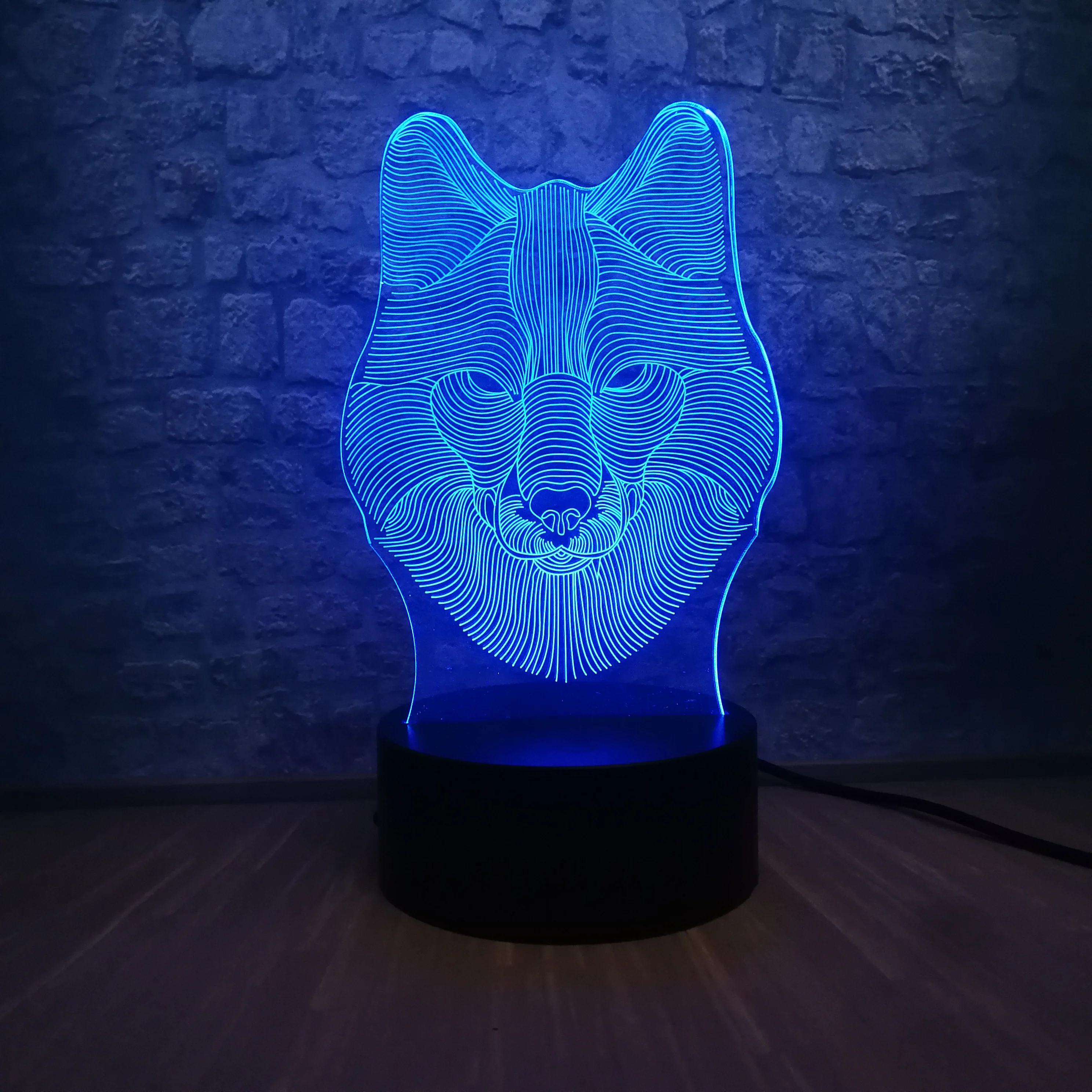 Новинка 3d лампа с головой животного волка ночник USB светодиодный светильник