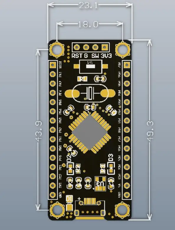Макетная плата STM8S STM8S105K4T6 основная MCU малая системная позолоченная