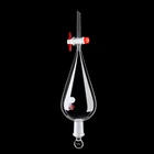 Прозрачная пириформенная сепарационная Стеклянная Воронка kзамка 500 мл, прямая трубка-капелька, заглушка из боросиликатного стекла 2440, лабораторные канцелярские принадлежности