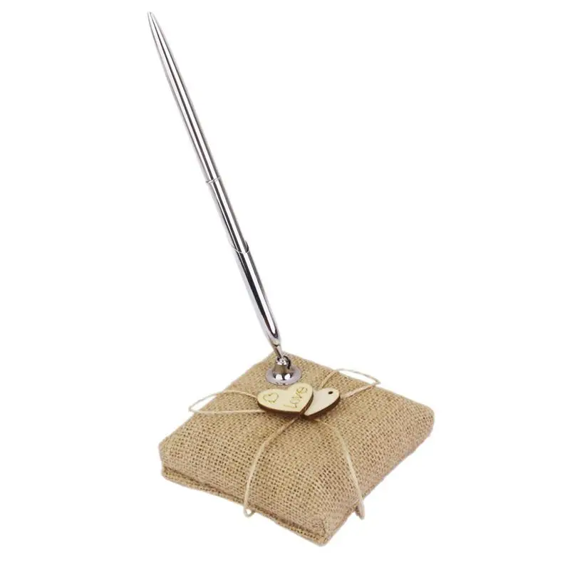 Винтажная деревянная подставка в форме сердца для свадебных ручек набор