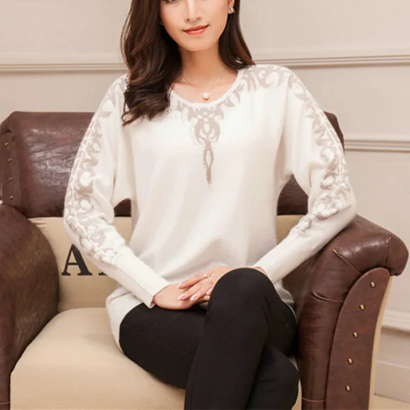 

100%goat cashmere slash neck knit women fashion solid slim pullover sweater batwing sleeve white 2color S-2XL