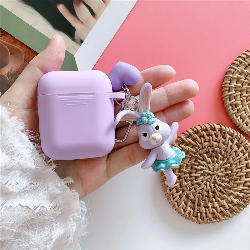 Фиолетовый Милый чехол для наушников AirPods мультфильм Duffy& stelllalou беспроводные наушники крышка Анти-шок для Apple Airpods 2 аксессуары - Цвет: Фиолетовый