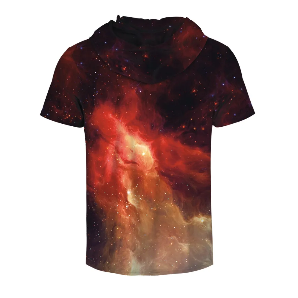 Мода 2017 г. футболка Мужские красные пространство Galaxy Отпечатано 3D летняя с