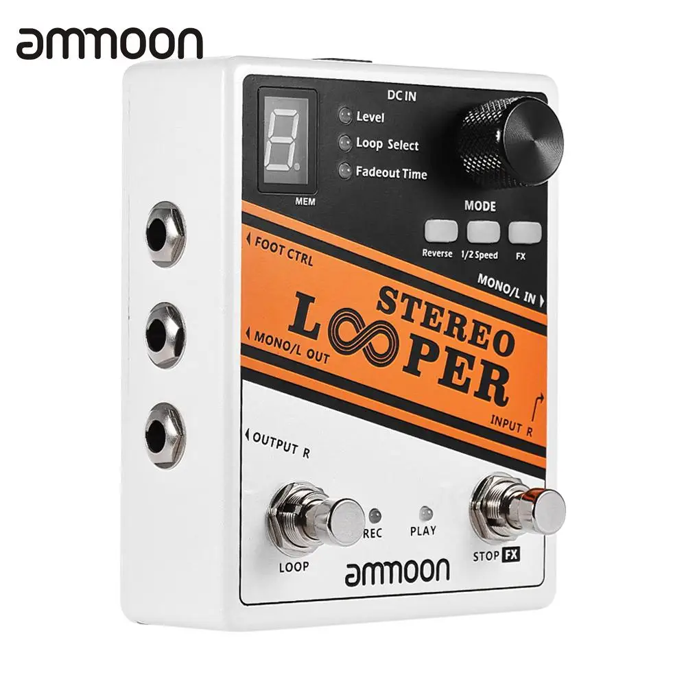 Хорошее качество гитарные части ammoon STEREO LOOPER циклическая запись гитарный эффект педаль 10 независимых петель Макс. 10 мин время записи
