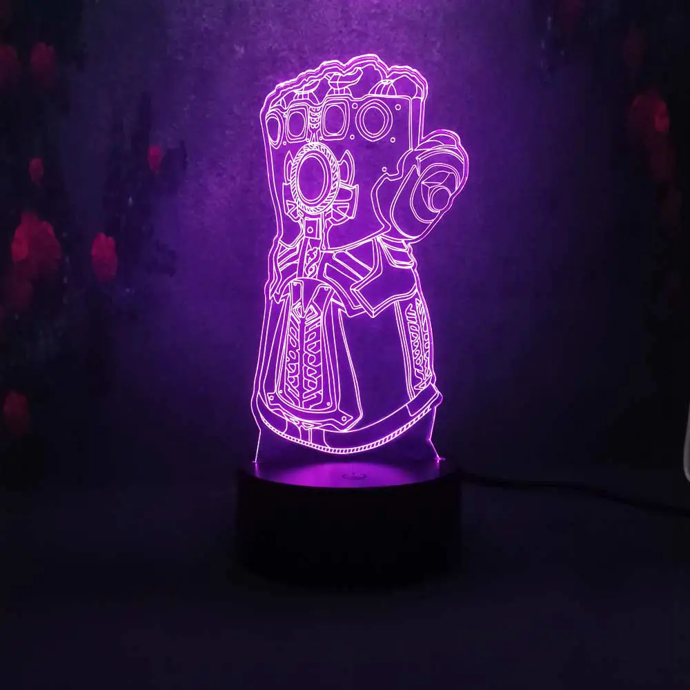 Marvel Мстители супергерой танос бесконечность перчатки Декор ночник лампа 3D USB LED