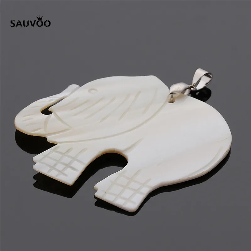 SAUVOO 1pcs Cute White Animal Elephant Pendant Charms 58*60*4mm for DIY Necklace Jewelry Making Findings Accessories | Украшения и