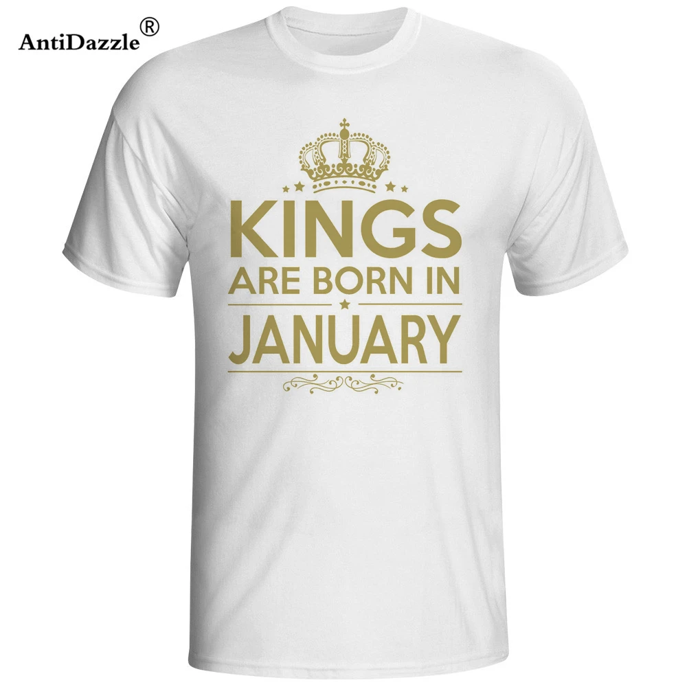 Antidazzle Мода 2017 оптовая продажа KINGS ARE BORN IN JANUARY Мужская футболка крутая