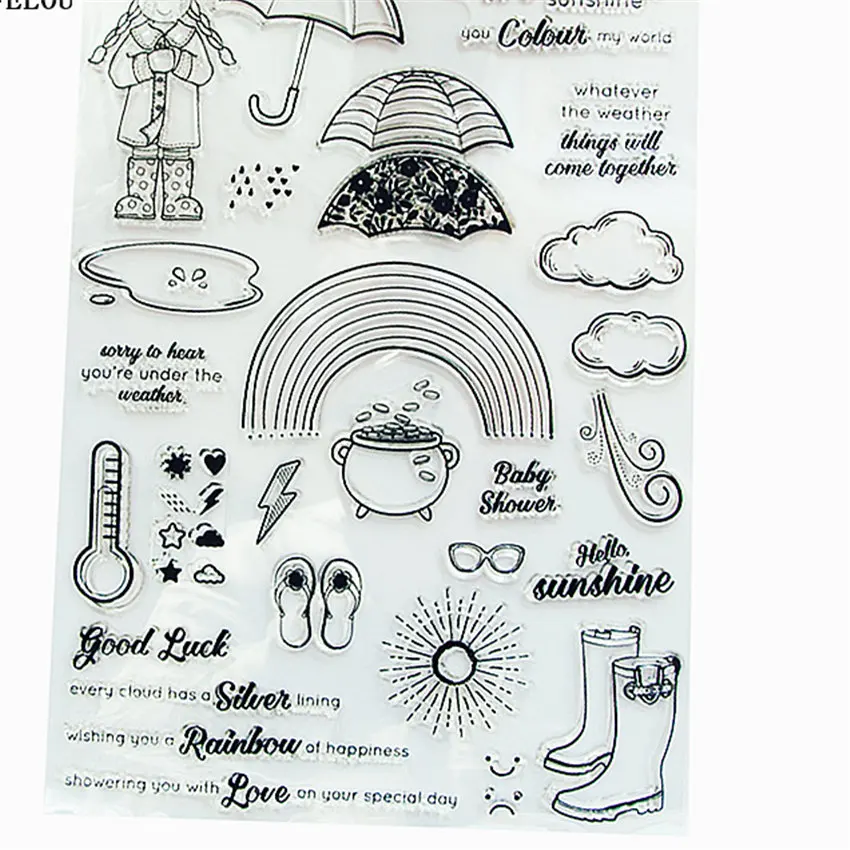 PANFELOU rain rainbow Transparent Silicone Rubber Clear Stamps cartoon for Scrapbooking/DIY Easter wedding album | Дом и сад