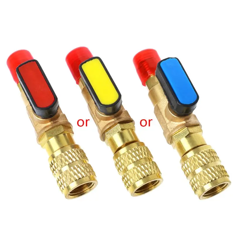 

1/4" Male to 5/16" Female SAE R410A Refrigerant Straight Ball Valve AC Charging