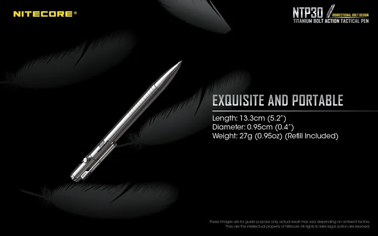 Nitecore NTP30 Болт действие титановый сплав тактическая ручка Самообороны наружные армейские инструменты эргономичный вольфрамовый стальной конический наконечник
