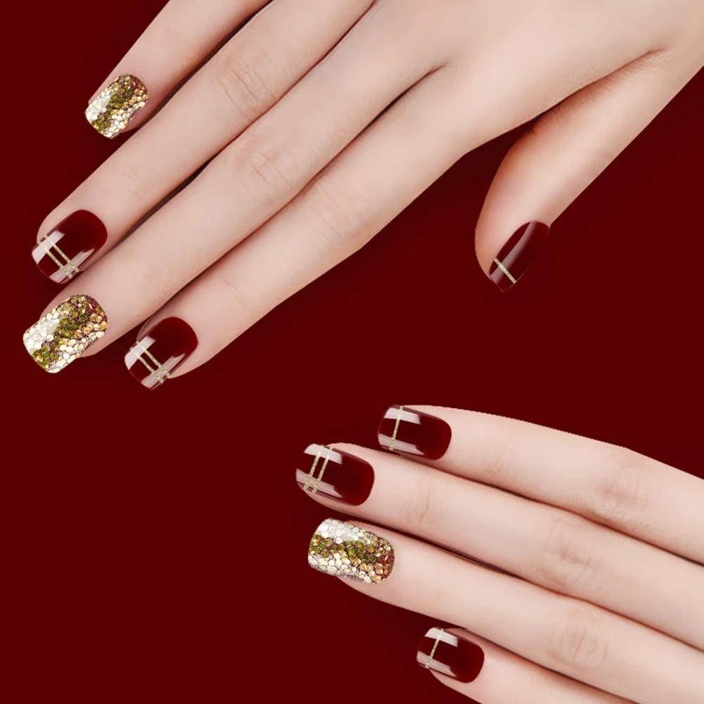 24 шт накладные ногти законченный пресс на полное покрытие советы с клеем