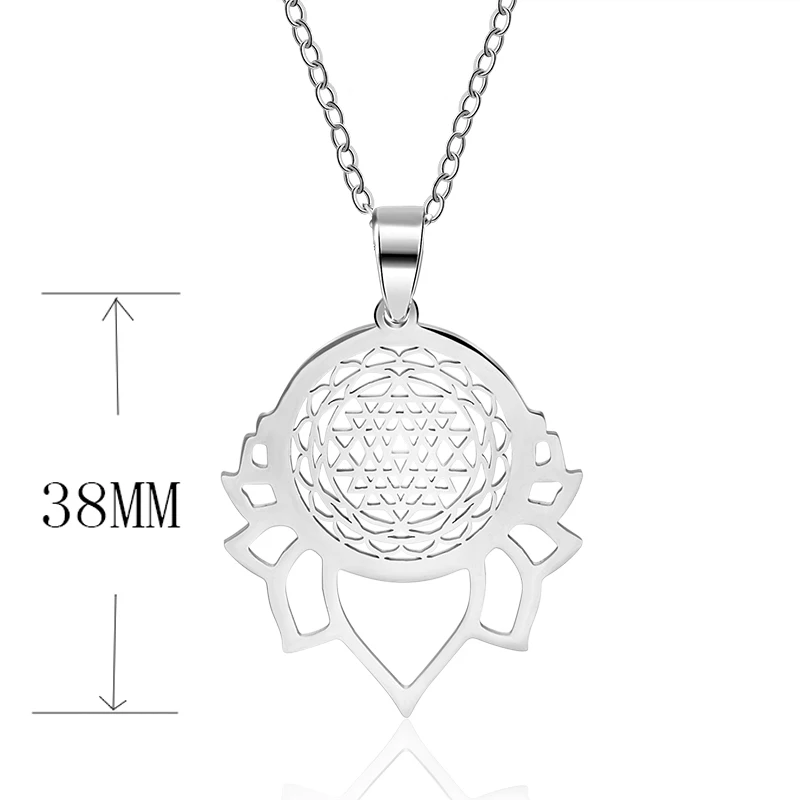 Подвески из нержавеющей стали Sri Yantra ожерелье с цепочкой 60 см для женщин |