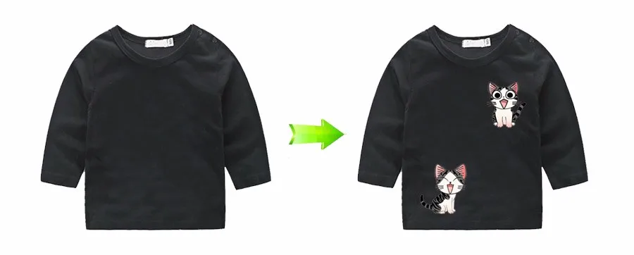 Мультфильм DIY украшения одежды котенок патчи теплопередача глажка наклейки для футболки Платья Толстовка А-уровень моющиеся