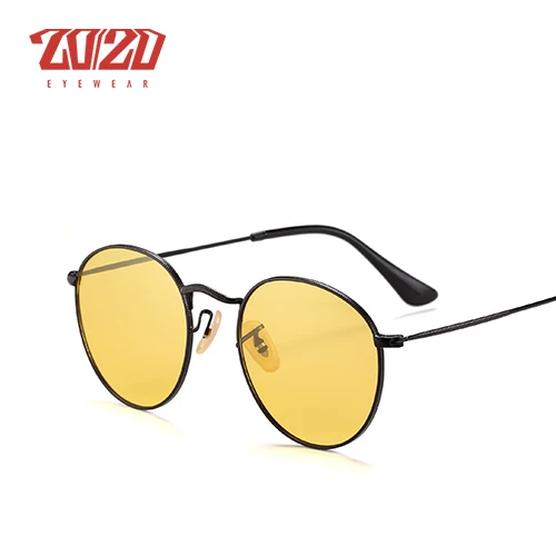 C08 Yellow NightVisi 20/20 Мужские Солнцезащитные Очки Мужчины Поляризованные Линзы Старинные Круглые Металлические Очки Аксессуары Солнцезащитные Очки для Женщин 17018-1 - Цвет линз: C08 Yellow NightVisi
