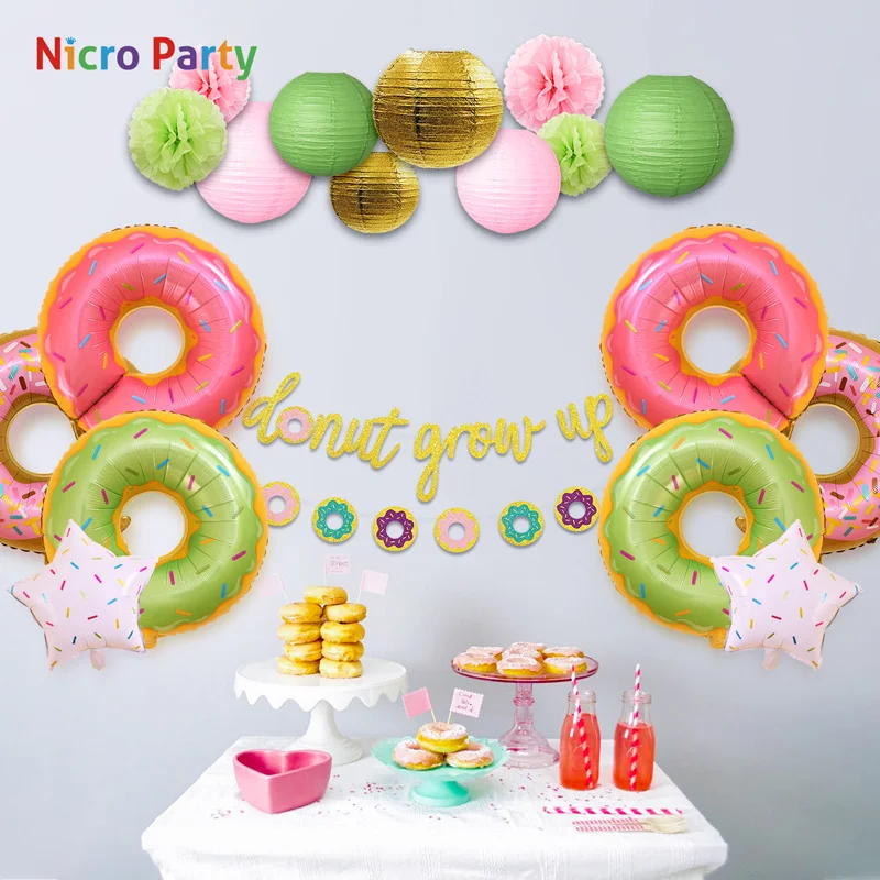 Nicro 20 шт./компл. пончик Grow Up детский день рождения девочки мальчика комплект украшений для вечеринки розового и зеленого цветов LovelyDecor вечерние дома Новые DIY# Set96