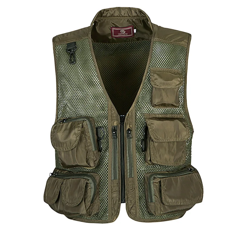 Zipper Green Grandwish мужские камуфляжные жилеты без воротника с несколькими карманами, мужская куртка без рукавов, камуфляжный жилет, DA759 - Цвет: Zipper Green