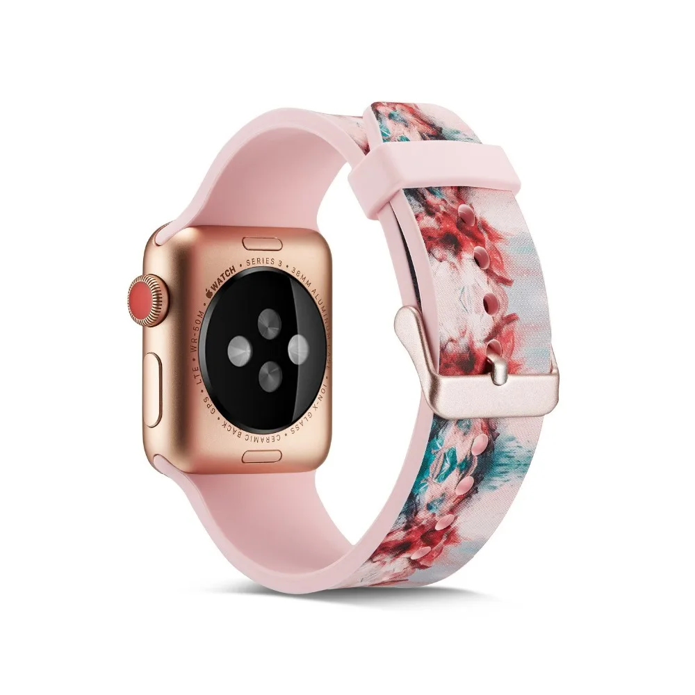 Граффити стиль силиконовый мягкий ремешок для Apple Watch 1 2 3 4 5 ремешок 38 мм 40 мм 42 мм 44 мм ремешок SmartWatch спортивный силиконовый наручный браслет