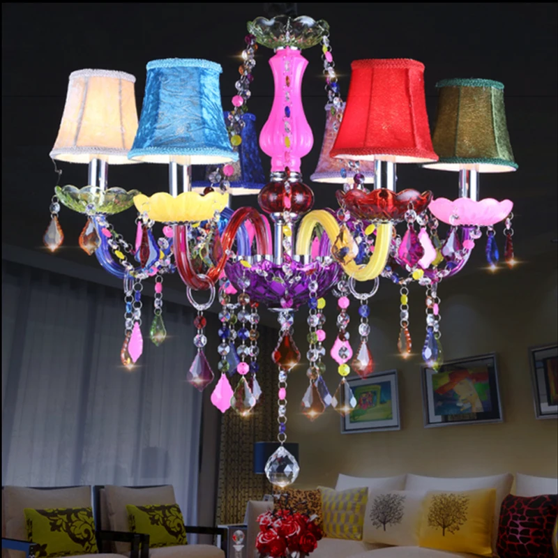 Romantic Cafe Chandelier Color KTV Bar Crystal Lighting Clothing Store Beauty Salon Girl Bedroom | Лампы и освещение