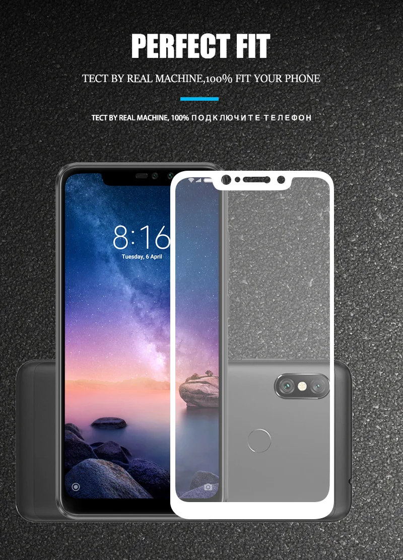 (2 шт.) 9H Премиум Закаленное стекло для Xiaomi Redmi Note 6 Pro Полное покрытие Защитная