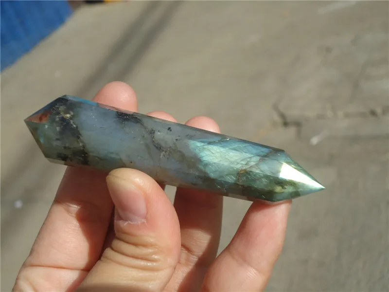 Натуральный лунный камень точка Лабрадорит Кристалл столб Исцеление 88 мм