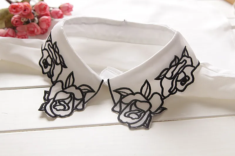 Женская блузка с имитацией имитации воротника Sweet Rose белая и черная винтажная со