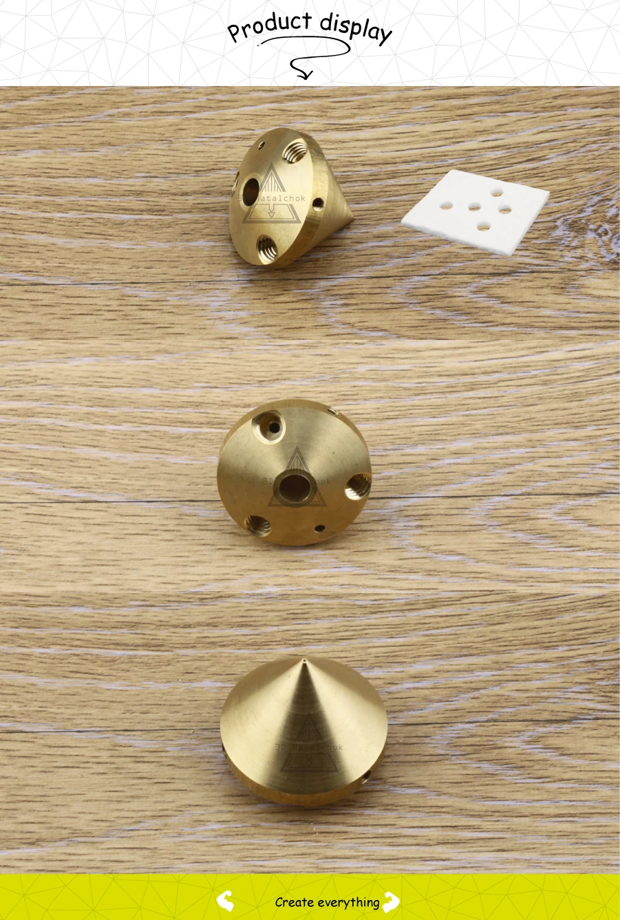 Аксессуары для 3D принтеров, алмазная насадка hotend 3 в 1, многоцветная латунная насадка-экструдер для 0,4 мм 1,75 мм нити V6