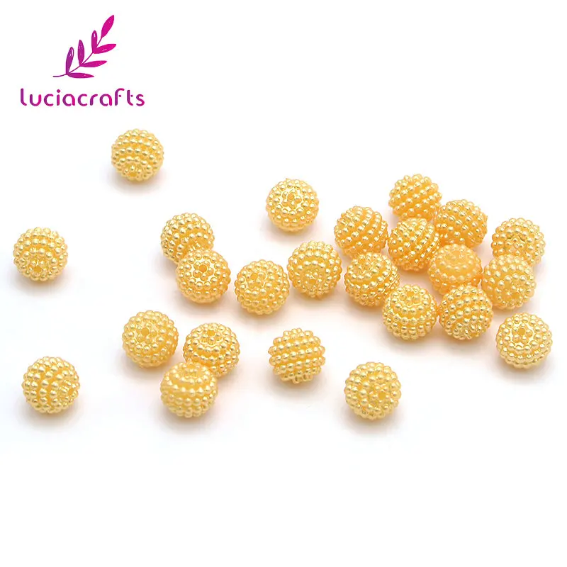 Lucia Crafts 24 шт./лот 10 мм Круглые Свободные ювелирные изделия Бисер для одежды разноцветные акриловые жемчужные бусины DIY материалы для рукоделия F1202 - Цвет: orange